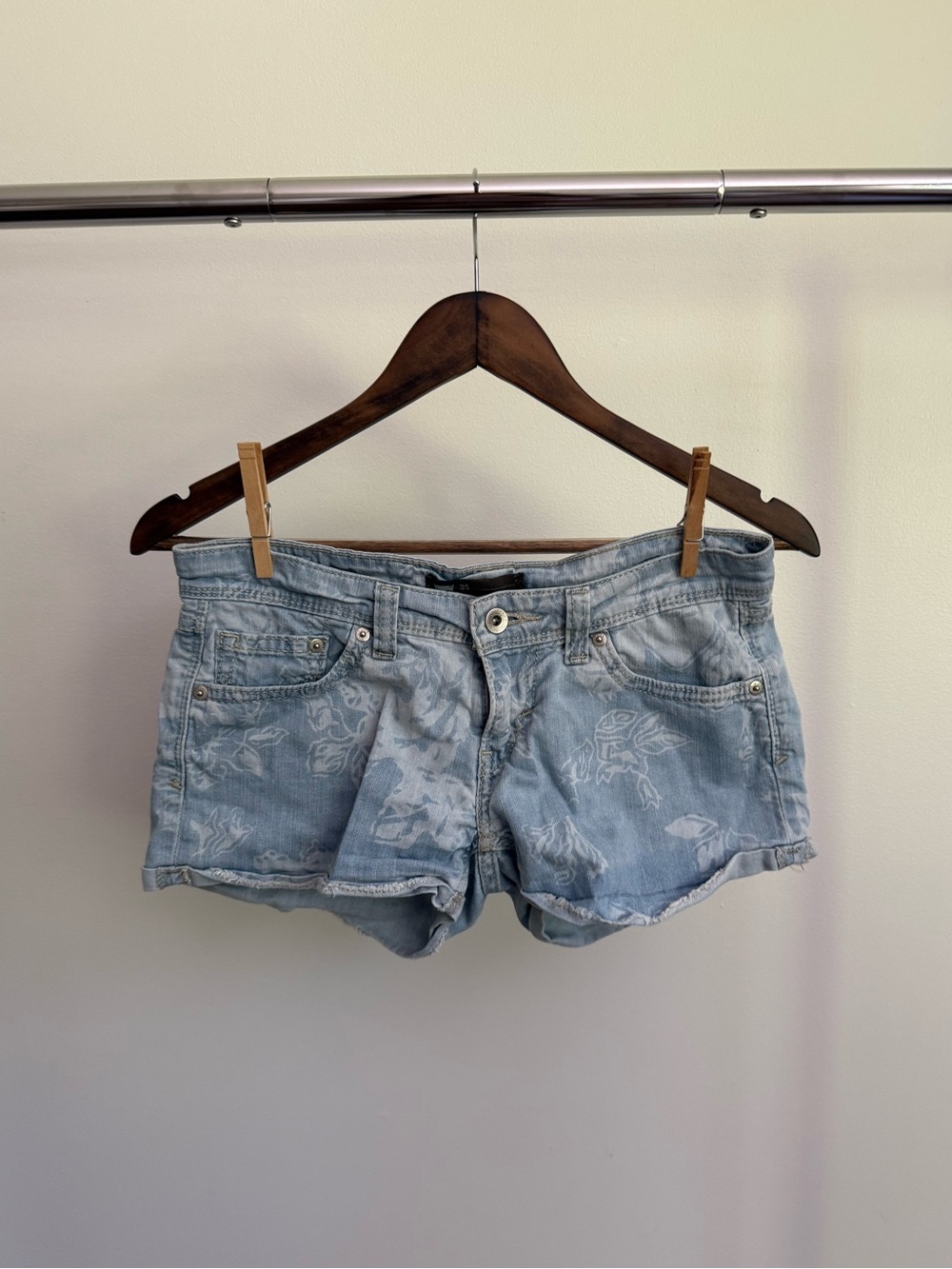 Levi's Light Blue Floral Print Denim Shorts